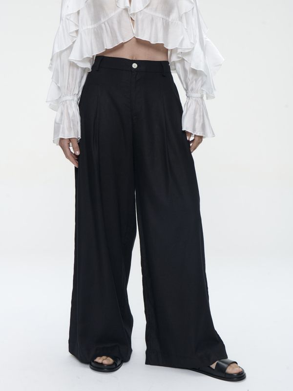 Takara linen mix pants black