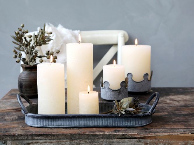 Hovedbilde Macon rustikk kubbelys 16 timer cream