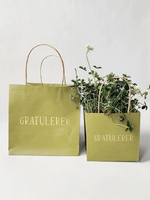 Hovedbilde Blomsterpose  «Gratulerer» grønn