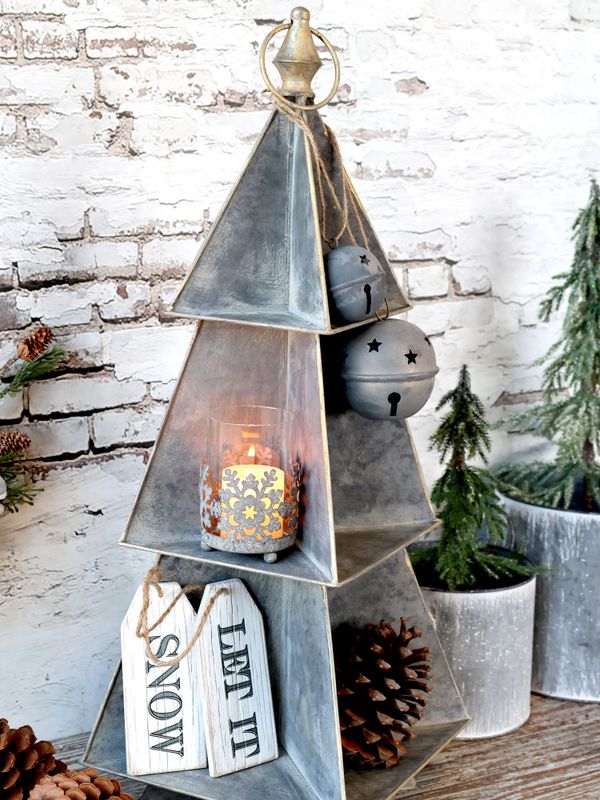 Telysholder med dekor antique zink