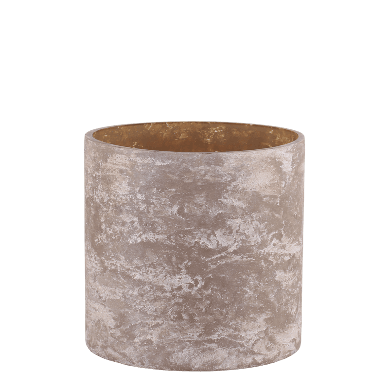 Lyslykt i mocca-farget glass, H15/Ø15 cm