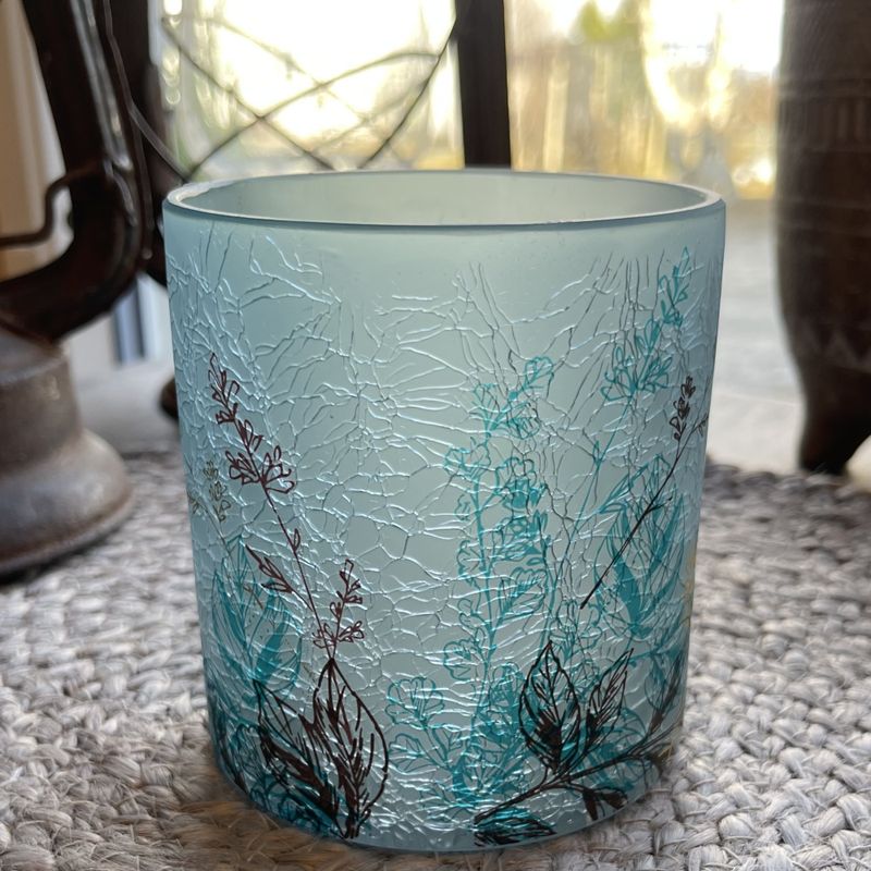 Lysglass strå aqua 8x10 cm