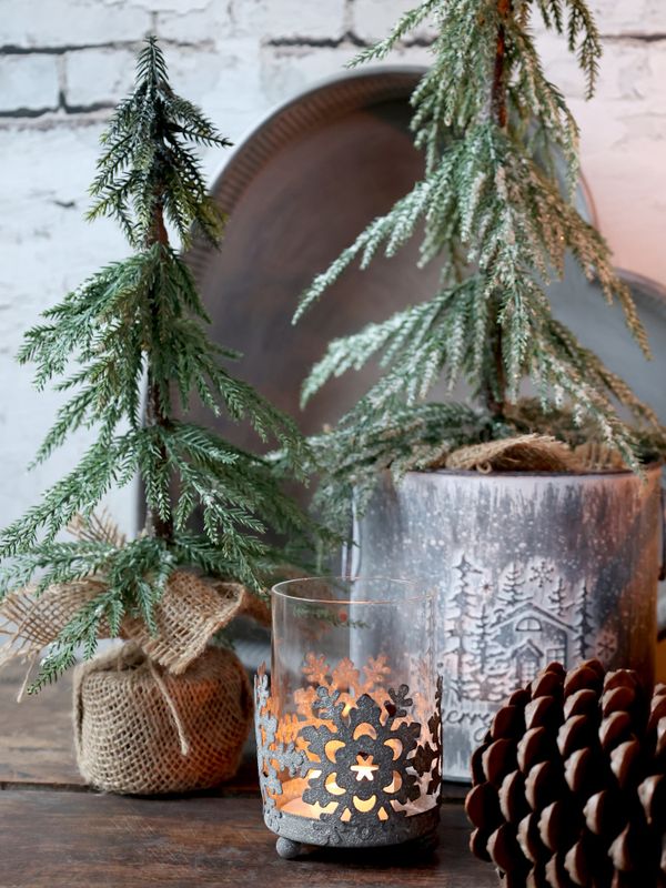 Telysholder med dekor antique zink