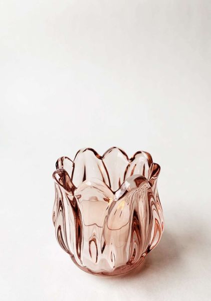 Lysglass tulipan 7&times;7 cm rosa
