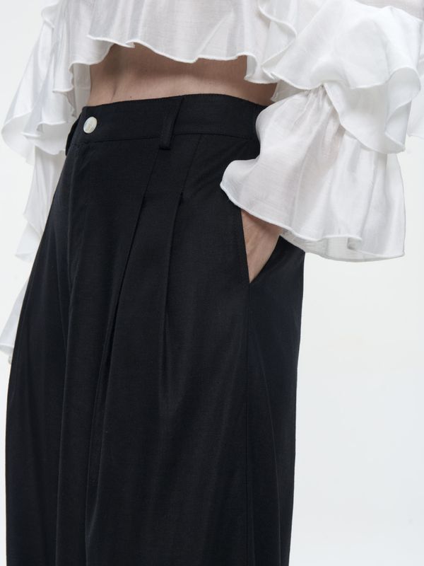 Takara linen mix pants black