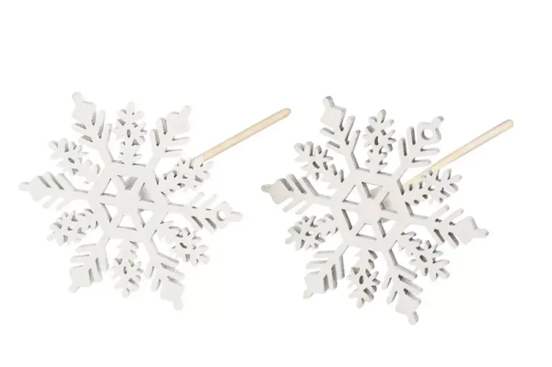 Snøfnugg, hvit stikk Ø7cm