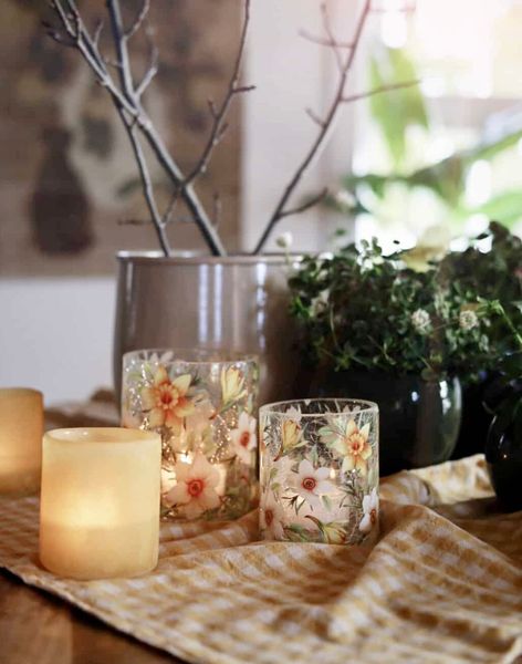 Lysglass, telysglass vår, påske, gul