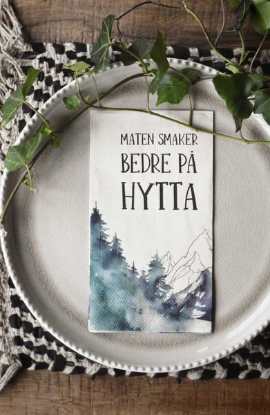 Serviett - Maten smaker bedre på hytta