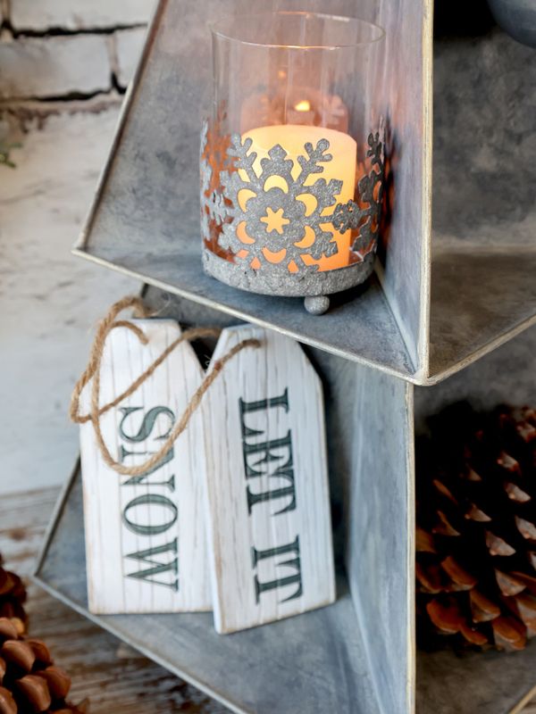 Telysholder med dekor antique zink