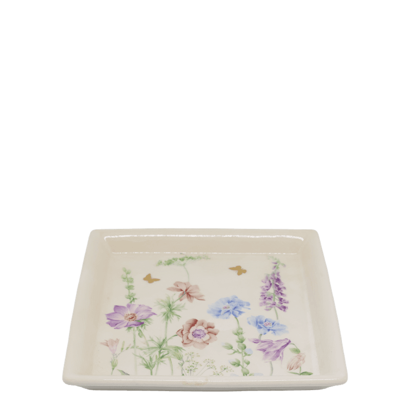 Papillon fat med blomster – krem